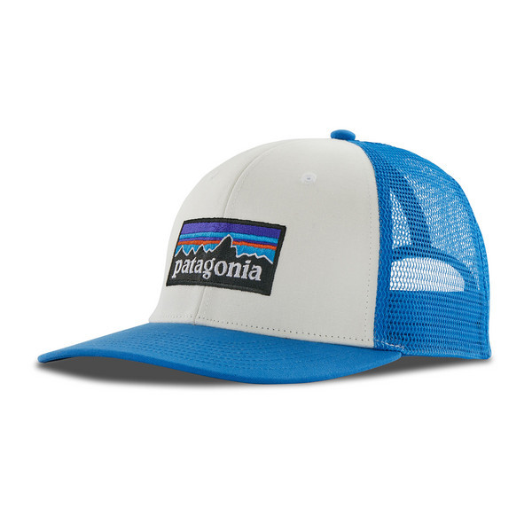 P-6 Logo Trucker Hat, White w/ Vessel Blue