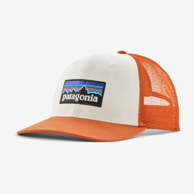 P-6 Logo Trucker Hat, White w/Redtail Rust