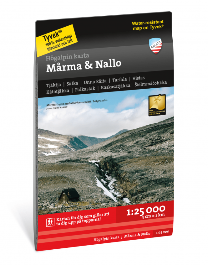 Högalpin karta Mårma and Nallo 1:25.000