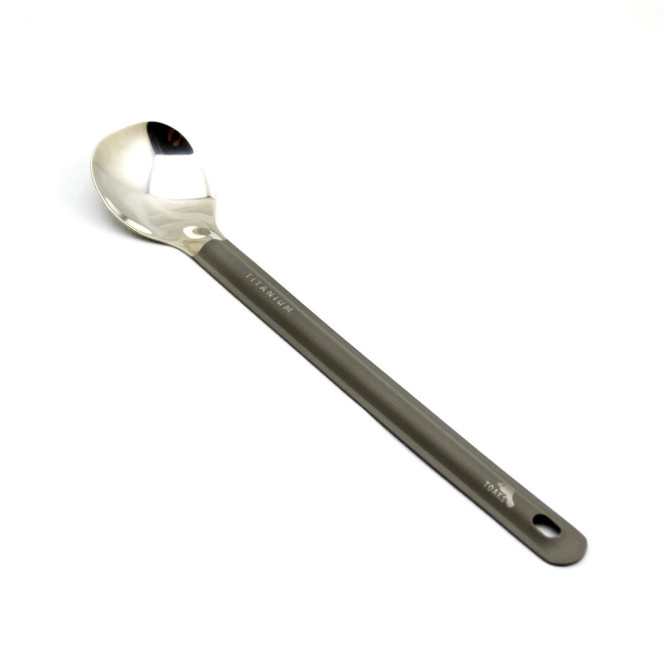 Titanium Long Handle Spoon With Polished Bowl