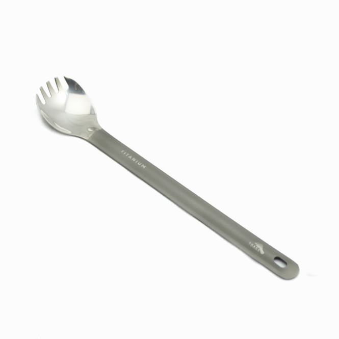 Titanium Long Handle Spork With Polished Bowl