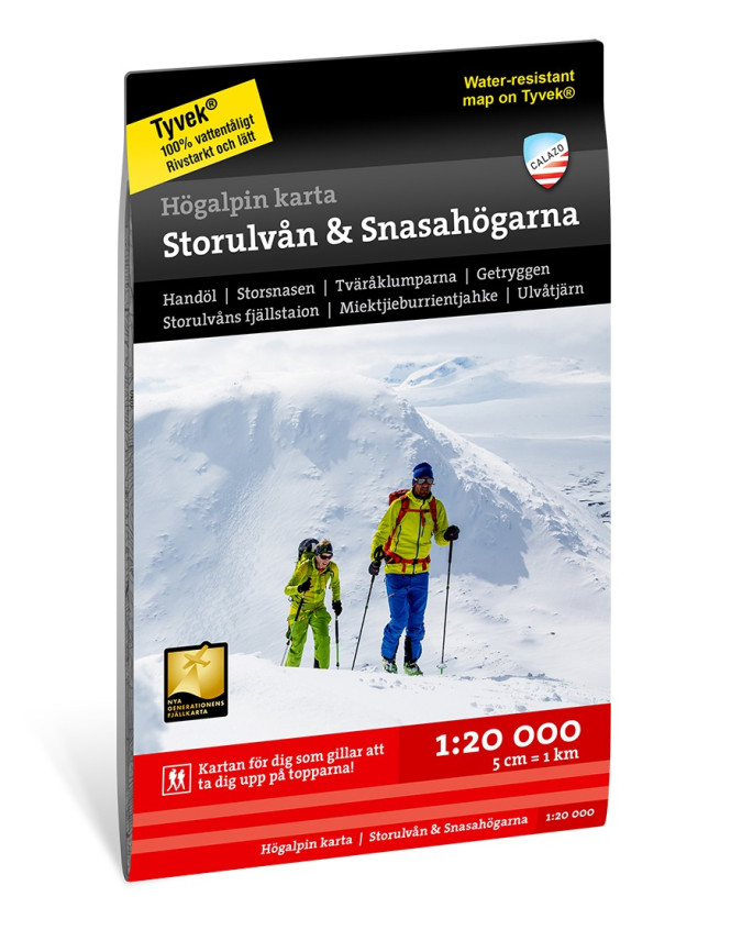 Högalpin karta Storulvån and Snasahögarna 1:20.000
